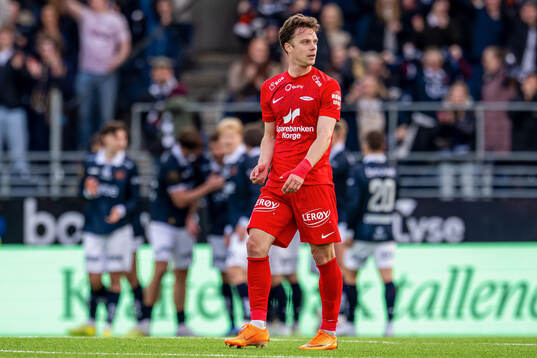 Felix Horn Myhre of Brann looks dejected
