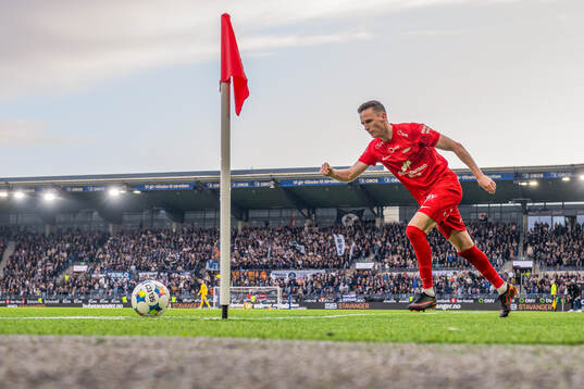 Joachim Soltvedt of Brann takes a corner kick