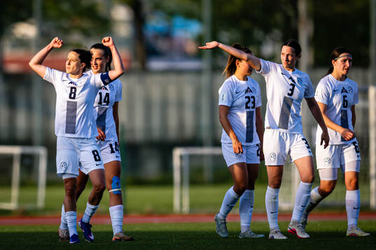 Mateja Zver of Slovenia celebrates