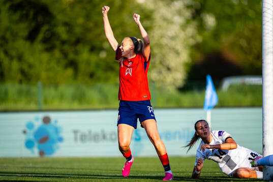 Synne Sofie Kinden Jensen of Norway celebrates