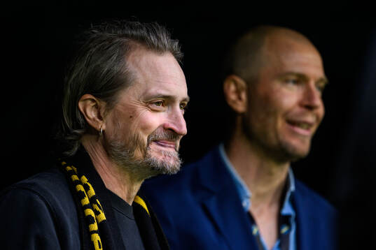 AIKs föredetta spelare Mats Rubarth och Per Karlsson