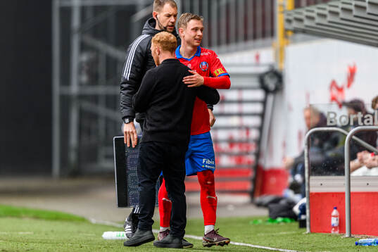 Helsingborgs manager Stevie Grieve och Jonathan Hasselqvist