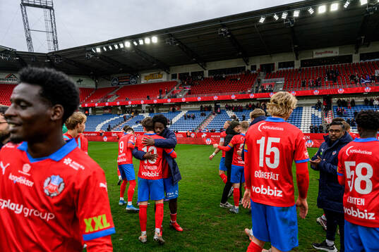 Helsingborgs Max Svensson och Kevin Nyarko  jublar