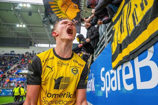 Gustav Nyheim of Lillestrøm celebrates