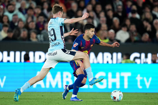 Roony Bardghji of FC Barcelona and Williot Swedberg of