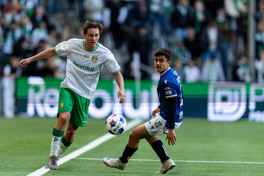 Hammarbys Hampus Skoglund och Halmstads Oliver Kapsimalis