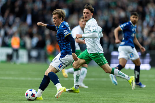 Halmstads Ludvig Arvidsson och Hammarbys Noah Persson