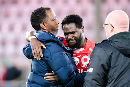 Degerfors huvudtränare Henok Goitom och Nasiru Moro