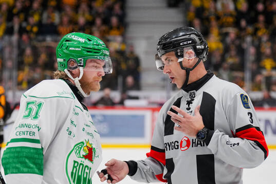 Rögles Calle Själin och Domare Linus Öhlund