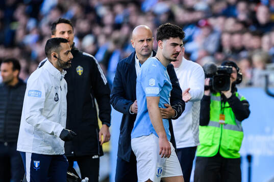 Malmö FFs Bleon Kurtulus och huvudtränare Miguel Angel