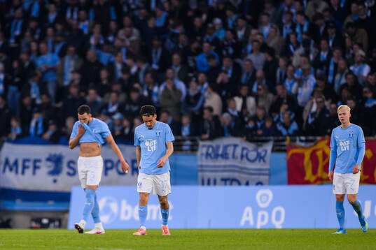 Malmö FFs Andrej Djuric och Adrian Skogmar deppar
