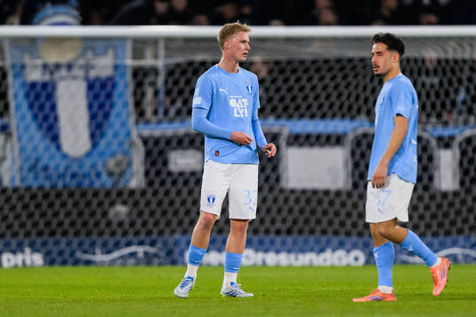 Malmö FFs Daniel Gudjohnsen och Adrian Skogmar deppar