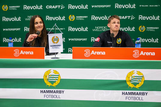 Coach Elena Sadiku of Häcken and coach William Strömberg