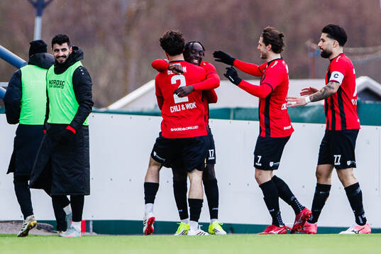 Nordic United FCs Kalipha Jawla jublar