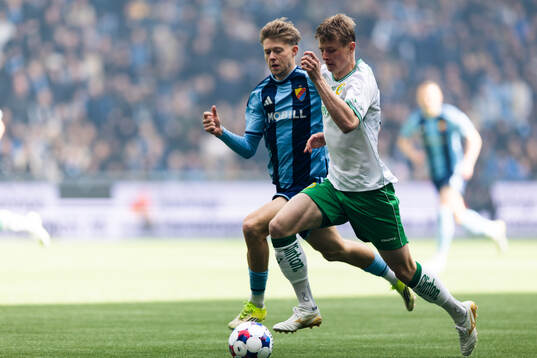 Djurgårdens Patric Åslund och Hammarbys Frederik Winther