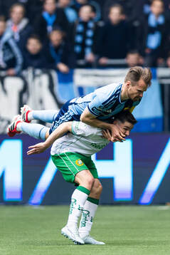 Djurgårdens Jacob Une och Hammarbys Oscar Johansson