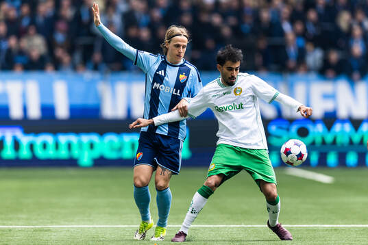 Djurgårdens Jeppe Okkels och Hammarbys Montader Madjed