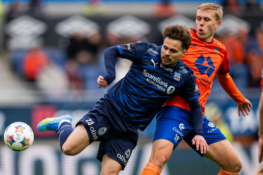 Tobias Svendsen of Kristiansund and Elias Hagen of Aalesund