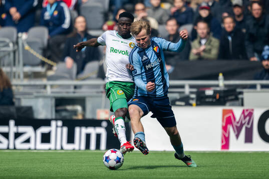 Hammarbys Ibrahima Breze Fofana och Djurgårdens Bo Hegland