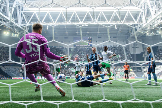 Djurgårdens målvakt Jacob Rinne, Miro Tenho och Kristian