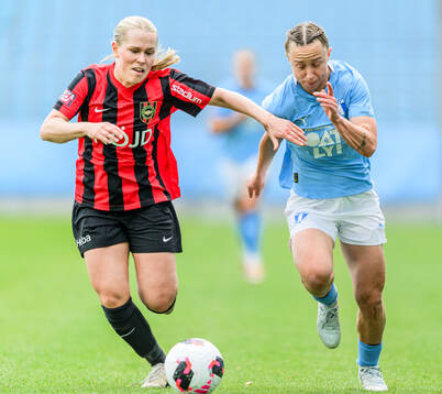 Brommapojkarnas Ida Garmfors och Malmö FFs Miljana Ivanovic