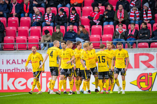 Elfsborgs Frederik Ihler jublar med lagkamrater