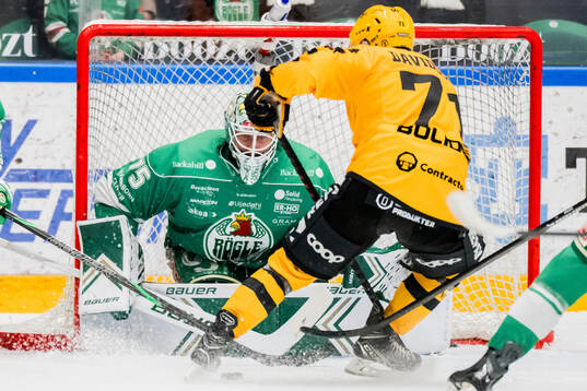 Rögles målvakt Arvid Holm och Skellefteås Jonathan