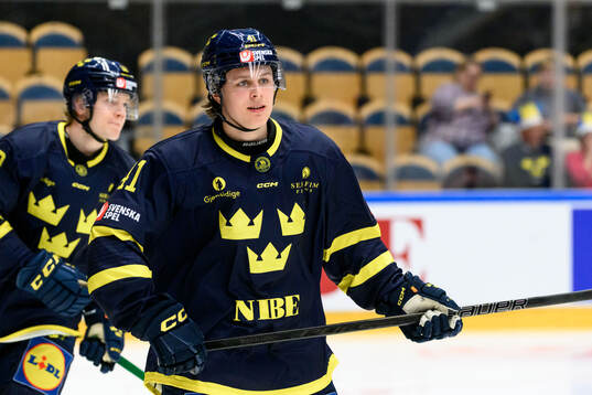 Ivar Stenberg of Sweden ahead ofof the Fortuna Hockey Games