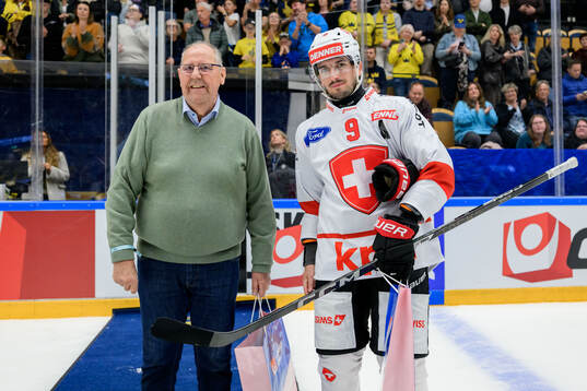 Damien Riat of Switzerland is awarded player of the match