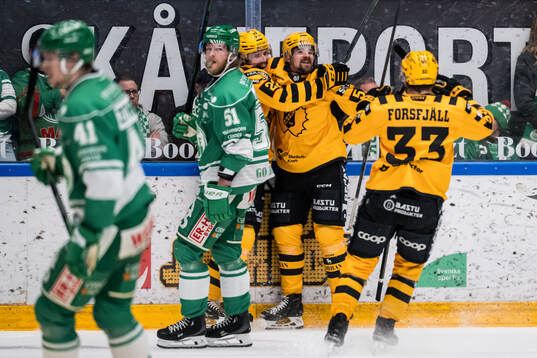 Skellefteås Jonathan Johnson och Emil Djuse jublar 0-1