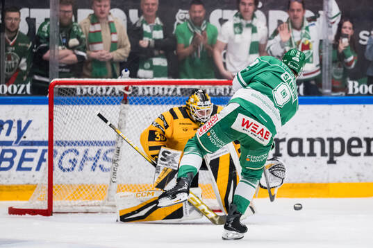 Skellefteås målvakt Strauss Mann och Rögles Linus Sandin