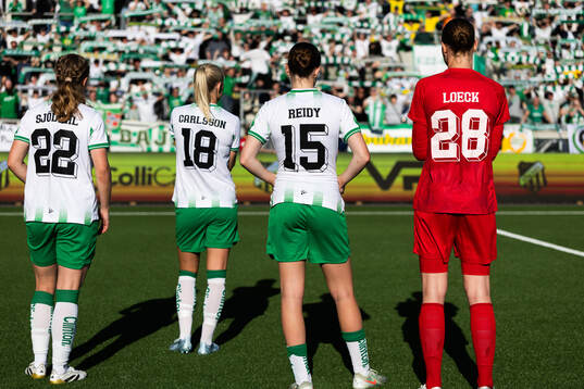 Hannah Sjödahl, Alice Carlsson, Sofia Reidy and goalkeeper