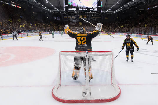 Skellefteås målvakt Linus Söderström jublar