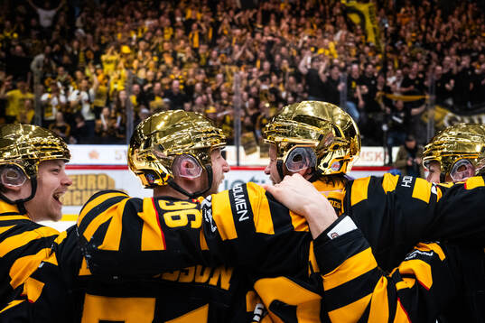 Skellefteås Jonathan Davidsson och Rickard Hugg jublar