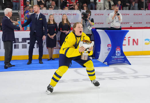 In this handout picture from IIHF Sweden's Ludvig Andersson