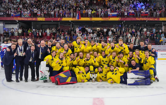 In this handout picture from IIHF Team Sweden players and