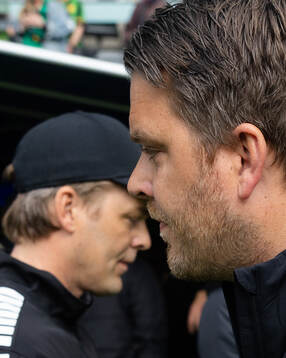 GAIS tränare Fredrik Holmberg och Örgrytes tränare