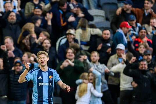 Djurgårdens Patric Åslund jublar
