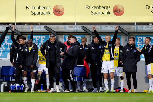 Falkenbergs spelare jublar vid slutsignalen