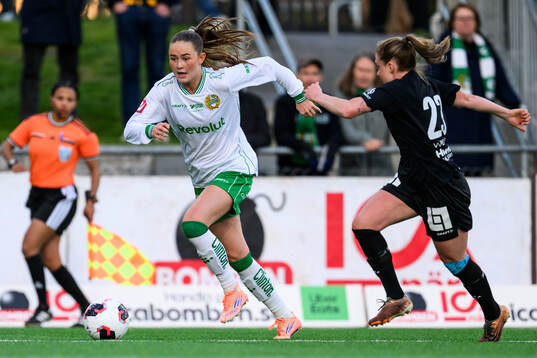 Hammarbys Svea Rehnberg och IK Uppsalas Ebba Ronquist