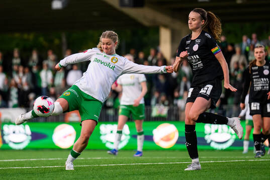 Hammarbys Hannah Sjödahl och IK Uppsalas Julia Ragnarsson