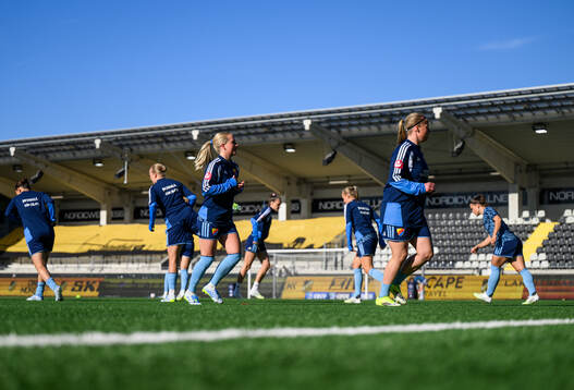 Djurgårdens spelare värmer upp