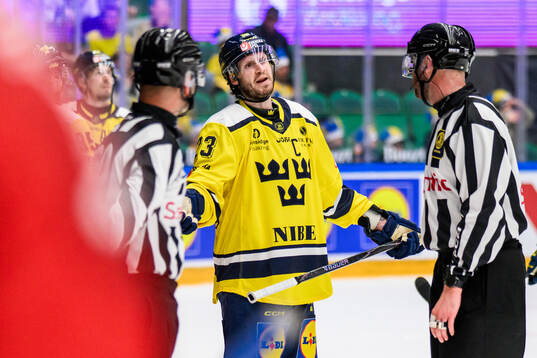 Oliver Ekman-Larsson of Sweden reacts