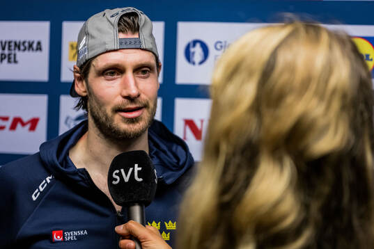 Oliver Ekman-Larsson of Sweden is being interviewed