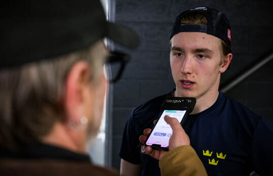 Viggo Björck of Sweden is being interviewed