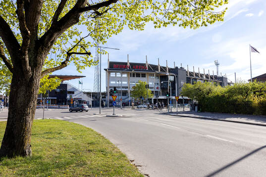 Exteriör vy av Behrn Arena