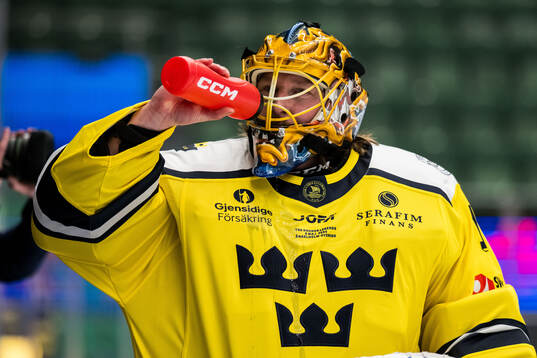 Goaltender Johan Holmqvist of Sweden Legends