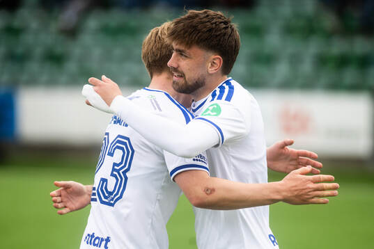 IFK Norrköpings Aleksander Opsahl och Tim Prica jublar