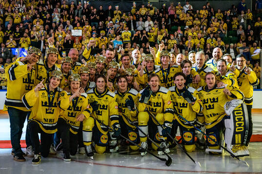 Players of the Swedish national u20 ice hockey team are