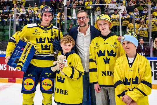 Albert Johansson of Sweden is awarded player of the match